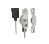 Kooples Hardware Narrow Locking Fitch Fasteners Slimline Sash Window Lock with Key - Secure Traditional Timber Catch (Satin Chrome)