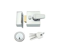Kooples Hardware Narrow Nightlatch 40mm - Traditional Rim Lock for Internal or External Wooden Doors - Reversible Latch - Satin or Polished Finish - Fixings Included (Satin Chrome)