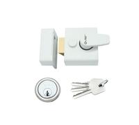 Kooples Hardware Narrow Nightlatch 40mm - Traditional Rim Lock for Internal or External Wooden Doors - Reversible Latch - Satin or Polished Finish - Fixings Included (Powder Coat White)