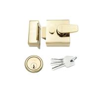Kooples Hardware Narrow Nightlatch 40mm - Traditional Rim Lock for Internal or External Wooden Doors - Reversible Latch - Satin or Polished Finish - Fixings Included (Electro Brass)