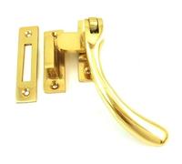Kooples Hardware Narrow Plate Ball Casement Window Fastener Solid Brass Catch for Wooden Windows - Polished Finish, Traditional Vintage Style, Secure Window Fitting (Polished Brass, 100mm)