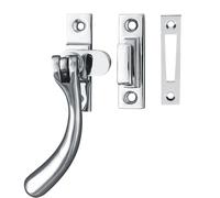 Kooples Hardware Narrow Plate Ball Casement Window Fastener Solid Brass Catch for Wooden Windows - Polished Finish, Traditional Vintage Style, Secure Window Fitting (Polished Chrome, 100mm)
