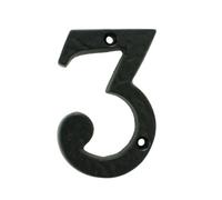Kooples Hardware Numeral Face Fix Black Door Number Metal Digit Sign House Plaque for Wall Gate Fence or Entrance (Black, Number 3)