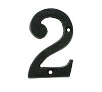 Kooples Hardware Numeral Face Fix Black Door Number Metal Digit Sign House Plaque for Wall Gate Fence or Entrance (Black, Number 2)