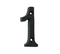 Kooples Hardware Numeral Face Fix Black Door Number Metal Digit Sign House Plaque for Wall Gate Fence or Entrance (Black, Number 1)