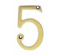 Kooples Hardware Numerals 0 to 9 PVD Finish Door Number Metal Digit Sign Plaque for House Gate Wall Fence Entrance (PVD, Number 5)