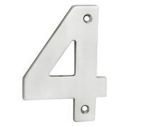 Kooples Hardware Numerals 50mm 0 to 9 Small Door Number Metal Digit Sign for House Gate Fence Wall Entrance (Bright Stainless Steel, Number 4)