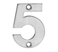 Kooples Hardware Numerals 50mm 0 to 9 Small Door Number Metal Digit Sign for House Gate Fence Wall Entrance (Satin Stainless Steel, Number 5)