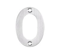 Kooples Hardware Numerals 50mm 0 to 9 Small Door Number Metal Digit Sign for House Gate Fence Wall Entrance (Satin Stainless Steel, Number 0)