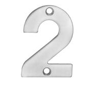 Kooples Hardware Numerals 50mm 0 to 9 Small Door Number Metal Digit Sign for House Gate Fence Wall Entrance (Satin Stainless Steel, Number 2)