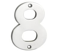 Kooples Hardware Numerals 50mm 0 to 9 Small Door Number Metal Digit Sign for House Gate Fence Wall Entrance (Bright Stainless Steel, Number 8)