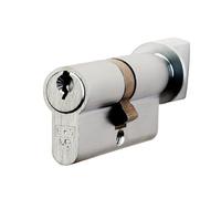 Kooples Hardware Offset Euro Profile Cylinder & Turn - Asymmetric Thumbturn Lock for Doors - Anti-Pick, Easy Locking Mechanism - Brass/Satin/Chrome (40/60mm)