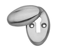 Kooples Hardware Oval Covered Escutcheon - Privacy Keyhole Cover with Swivel Lid - Euro & Standard Lock Compatible (Polished Chrome)