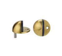 Kooples Hardware Oval Floor Mounted Door Stop - 45mm Height, Brushed Stainless Steel, Rubber Buffer, Heavy Duty Fixings Included (PVD Satin Brass)
