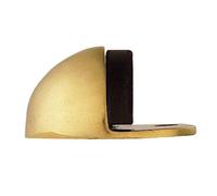 Kooples Hardware Oval Floor Mounted Door Stop Compact Metal Stopper with Rubber Tip - Screw Fix Base for Door and Wall Protection in Homes, Offices, Commercial Spaces (Polished Brass, Blister Pack)