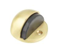 Kooples Hardware Oval Floor Mounted Door Stop - Contemporary Door Stopper with Rubber Buffer - Low Profile Floor Fix Door Stop with Fixings Included (Satin Brass)