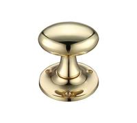 KOOPLES HARDWARE Oval Mortice Door Knob - 60mm Rose Diameter - Traditional Un-Sprung Pair for Internal Doors - Solid Metal Construction - Fixings Included (Polished Brass)