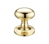 KOOPLES HARDWARE Oval Mortice Door Knob - 62.5mm Rose Diameter - Traditional Un-Sprung Pair for Interior Doors - Solid Metal Construction - Fixings Included (Polished Brass)