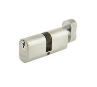 Kooples Hardware Oval Profile Cylinder & Turn - Key and Thumbturn Lock Barrel for Mortice Locks - Suitable for Timber Doors in Homes & Offices (Satin Chrome, 80mm)