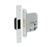 Kooples Hardware Oval Profile Deadlock - Mortice Deadlock Case for Oval Cylinder - High-Security Lock Body for Timber Doors with Strike Plate & Fixings (Polished Chrome, 76mm)