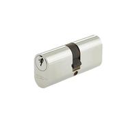 Kooples Hardware Oval Profile Double Cylinder - Keyed Both Sides Lock Barrel for Mortice Locks - Secure Brass Cylinder for Timber Doors (Polished Chrome, 60mm)