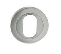 Kooples Hardware Oval Profile Escutcheons 50mm Round Rose Lock Cover Keyhole Plate (Satin Chrome)