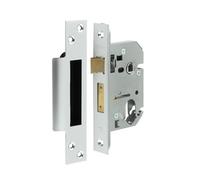 Kooples Hardware Oval Profile Sashlock - Mortice Lock for Oval Cylinder with Latch & Deadbolt - Internal & External Timber Door Lock with Strike Plate & Fixings (Satin Chrome, 65mm)