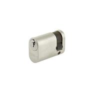 Kooples Hardware Oval Profile Single Cylinder - Keyed One Side Lock Barrel for Mortice Locks - Secure Brass Cylinder for Timber Doors (Satin Chrome, 40mm)