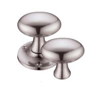 KOOPLES HARDWARE Oval Rim Mortice Door Knob 60mm Rose Diameter - Classic Unsprung Pair for Interior Doors - Fixings Included (Satin Nickel)