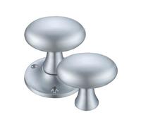KOOPLES HARDWARE Oval Rim Mortice Door Knob 60mm Rose Diameter - Classic Unsprung Pair for Interior Doors - Fixings Included (Satin Chrome)