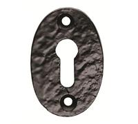 Kooples Hardware Oval Shape Escutcheon Black Keyhole Cover for Cylinder & Mortice Locks - Traditional Door Plate in Matte Finish