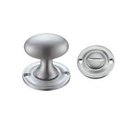 KOOPLES HARDWARE Oval Thumb Turn with Coin Release - 5mm Spindle Privacy Lock - Satin Chrome for Internal Bathroom Doors (Satin Chrome)
