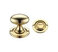 KOOPLES HARDWARE Oval Thumb Turn with Coin Release - 5mm Spindle Privacy Lock - Satin Chrome for Internal Bathroom Doors (Polished Brass)