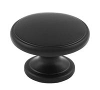 KOOPLES HARDWARE Oxford Knob Solid Brushed Stainless Steel - Classic Round Cabinet Drawer Knob for Kitchens & Furniture (Matt Black, 32mm)