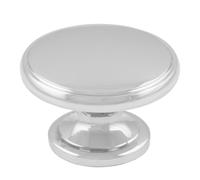 KOOPLES HARDWARE Oxford Knob Solid Brushed Stainless Steel - Classic Round Cabinet Drawer Knob for Kitchens & Furniture (Polished Chrome, 38mm)