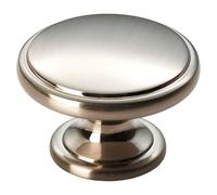 KOOPLES HARDWARE Oxford Knob Solid Brushed Stainless Steel - Classic Round Cabinet Drawer Knob for Kitchens & Furniture (Satin Nickel, 38mm)