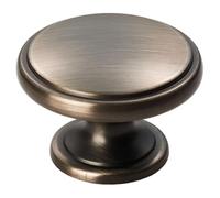 KOOPLES HARDWARE Oxford Knob Solid Brushed Stainless Steel - Classic Round Cabinet Drawer Knob for Kitchens & Furniture (Gun Metal, 38mm)