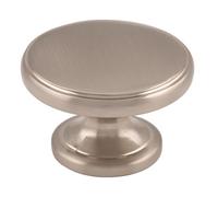 KOOPLES HARDWARE Oxford Knob Solid Brushed Stainless Steel - Classic Round Cabinet Drawer Knob for Kitchens & Furniture (Satin Nickel, 32mm)