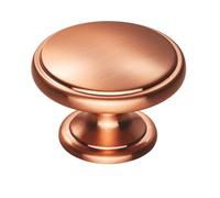 KOOPLES HARDWARE Oxford Knob Solid Brushed Stainless Steel - Classic Round Cabinet Drawer Knob for Kitchens & Furniture (Satin Copper, 38mm)