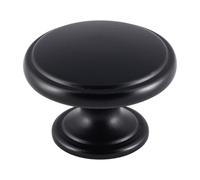 KOOPLES HARDWARE Oxford Knob Solid Brushed Stainless Steel - Classic Round Cabinet Drawer Knob for Kitchens & Furniture (Matt Black, 38mm)
