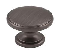 KOOPLES HARDWARE Oxford Knob Solid Brushed Stainless Steel - Classic Round Cabinet Drawer Knob for Kitchens & Furniture (Gun Metal, 32mm)