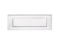 Kooples Hardware Plain Letter Plate Front Door Mail Slot Clean Design External Post Flap Metal Finish for Home Entrance (Satin Chrome, 306mm x 104mm)
