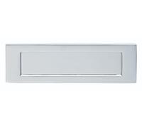 Kooples Hardware Plain Letter Plate Front Door Mail Slot Clean Design External Post Flap Metal Finish for Home Entrance (Polished Chrome, 257mm x 81mm)