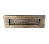 Kooples Hardware Plain Letter Plate Front Door Mail Slot Clean Design External Post Flap Metal Finish for Home Entrance (Florentine Bronze, 257mm x 81mm)