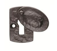 Kooples Hardware Plaque Covered Escutcheon Rectangular Euro Profile Keyhole Cover with Hinged Flap - Black Finish for External Doors