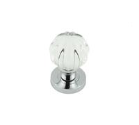 KOOPLES HARDWARE Polished Chrome Glass Pumpkin Mortice Knob - Classic Clear Faceted Door Knob for Internal Mortice Doors - Traditional Vintage Style with Fixings for Period & Modern Interiors