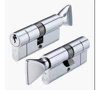 Kooples Hardware Polished Chrome V5 Euro Profile Cylinder and Turn - 5-Pin Thumbturn Lock - Keyed Outside with Internal Turn - Fixings Included (Euro - Keyed to Differ (E), 30/50mm)