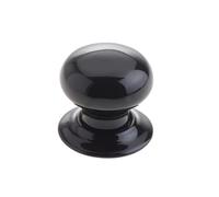 KOOPLES HARDWARE Porcelain Mortice Door Knobs - Classic Ceramic Round Knob Set with Brass Rose - Traditional Interior Door Handles (Black)