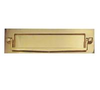Kooples Hardware Postal Knocker - Solid Brass Letterplate with Integrated Door Knocker - Traditional Front Door Mail Slot in Classic Heritage Style (Polished Brass)