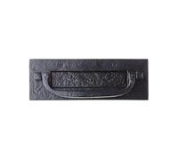 Kooples Hardware Postal Letter Plate 12 x 4 Inch - 305mm x 107mm Outer Frame - Powder Coat Black BK - 197mm x 44mm Aperture